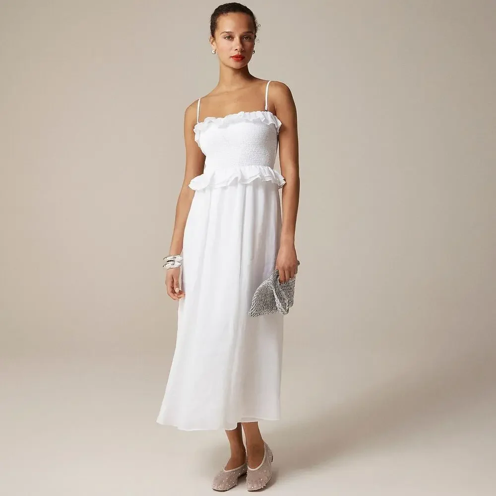 J. Crew Women's Lined Ravenna Dress Sleeveless in Ramie White Size Small NWT